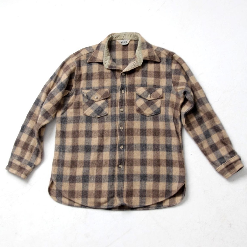 VTG Woolrich Wool Plaid Flannel Work Shirt Jacket Shacket in EUC No Flaws - M